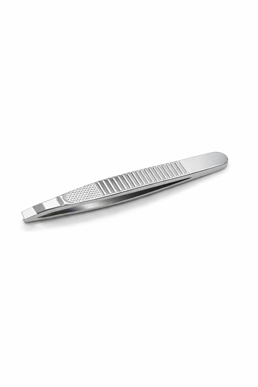 Stainless Steel Slant Tip Tweezers for Eyebrow Shaping and Facial Hair Removal, Precision Brow Plucker with Non Slip Grip for Professional and Home Grooming