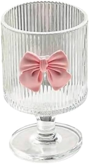 Glass Cup,Milk Cups Glass Cup With Lovely Bowknot Simple Water Cups Beautiful Coffee Cups Cup Suitable For Daily Use (1PC)