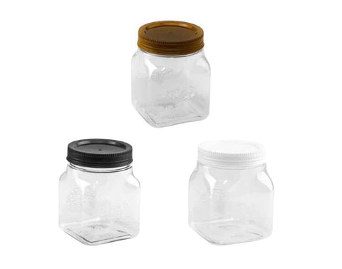 Max Plast ultra jar plastic for tea, sugar, salt, spices and legumes set of 3 pieces Volume 400 ml - transparent with assorted color cover