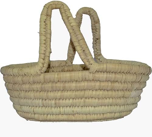Egypt Antiques Handcrafted Natural Palm Basket, 32 x 24 x 15 cm Size