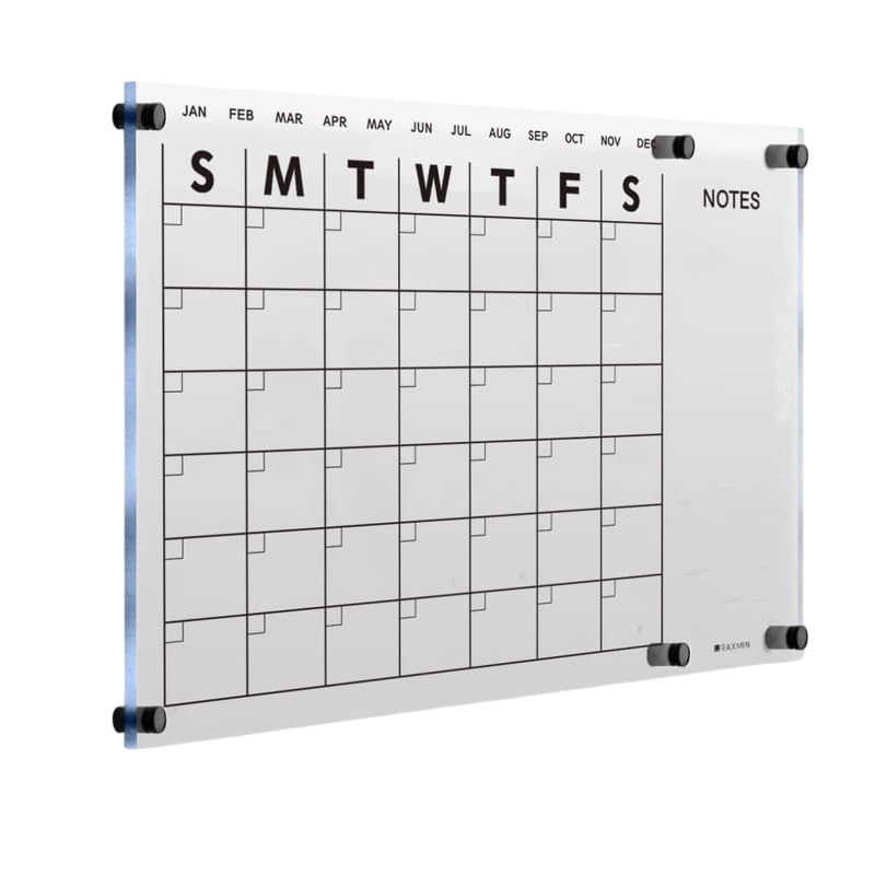 Best Media Acrylic Dry Erase Calendar for Wall, 58 x 40 CM, Clear Acrylic White Board Calendar for Home and Office, Stylish & Functional Wall Calendar