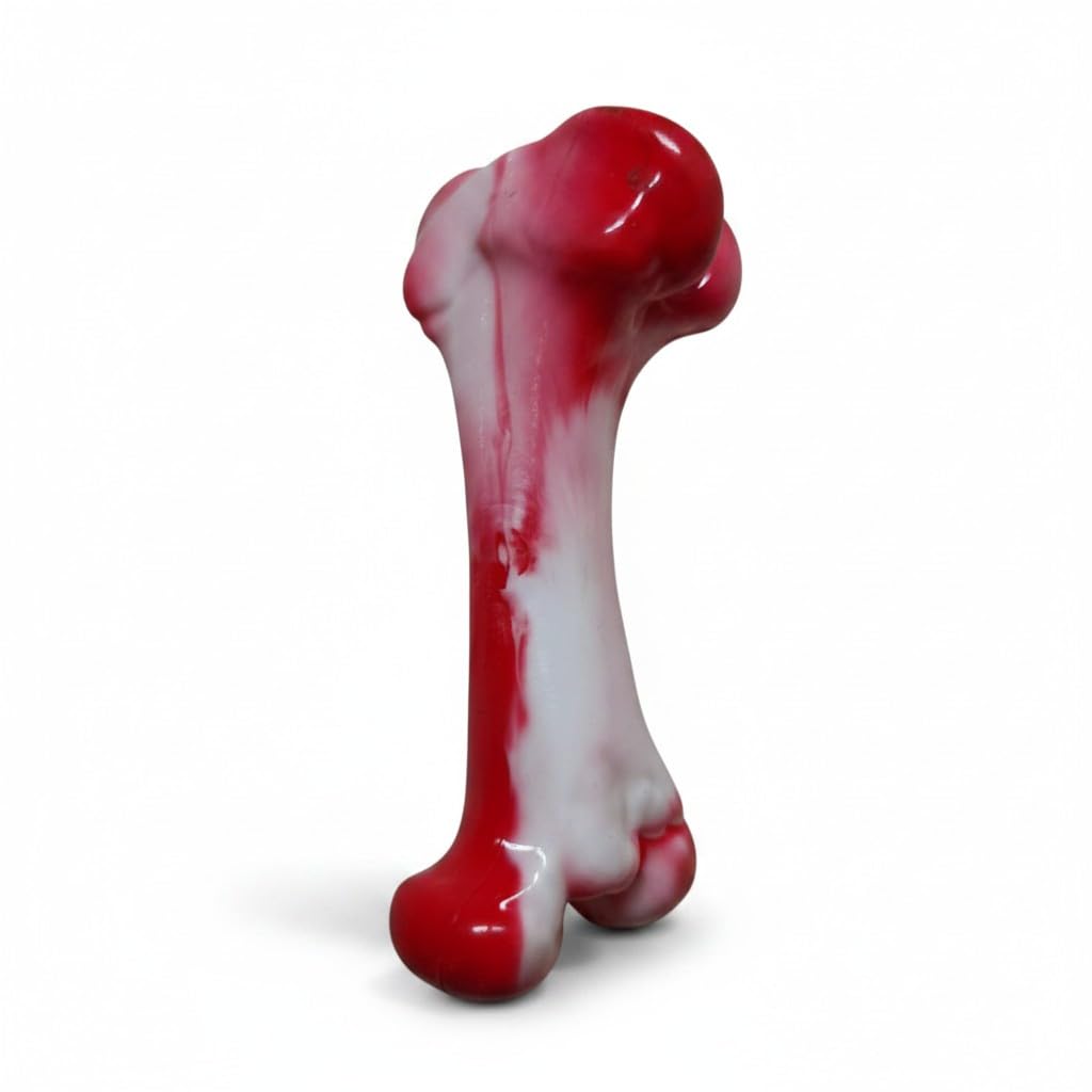 Colored Bite Bone Toy for Dogs, Small, Red & White