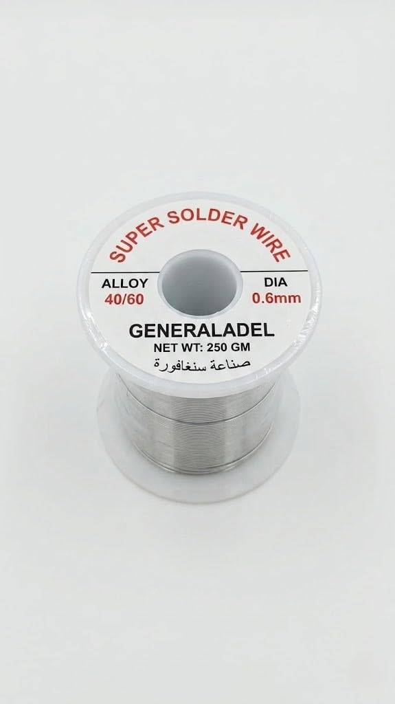 Solder Wire 0.6mm 60/40 Tin Lead with Flux for Electronics - Solder Wire Singapore 250g (0.6mm -60/40) For Soldering Iron - سلك قصدير لحام مناسب لصيانة الإلكترونيات 0.6مم