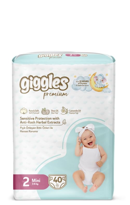 Giggles Baby Diapers 40-Pieces Twin Pack, Size 2