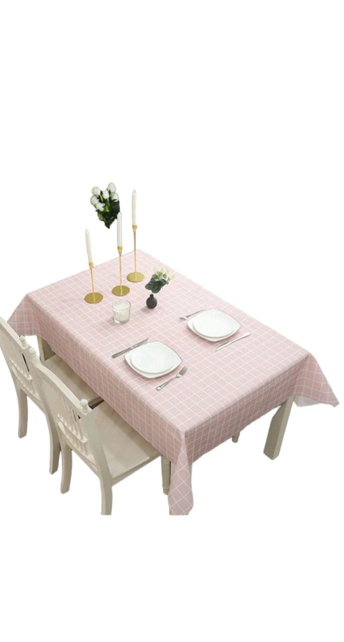 Wipeable Plaid Tablecloth 137x90cm Rectangle Plastic Checkered Tablecloth Stain Resistant Waterproof Oil Resistant Cotton Fabric Table Cloth for Party Picnic Kitchen Outdoor Pink