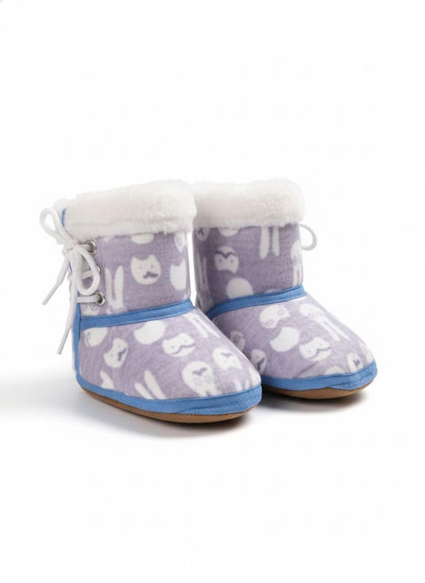 T A L 7A New Born Baby Bootie Shoes With Fur For Boys & Girls printed multicolor Booties First Walking Shoes, -2, 3 Kids UK