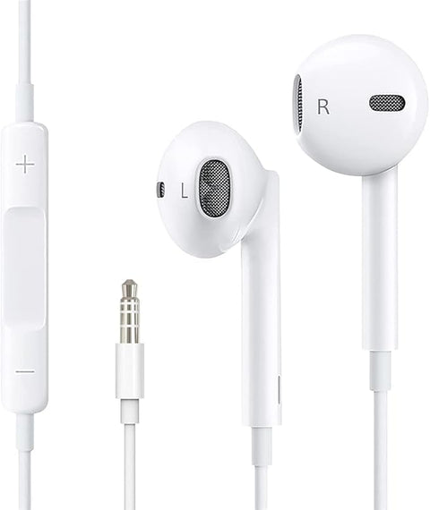 Headphones 3.5mm Lightweight Cable Microphone Volume Control for iPhone iPod iPad MP3 Huawei Samsung Wired In-Ear Headphones White