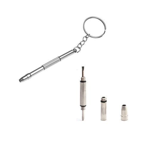 QYAJS Mini 4 in 1 Screwdriver Keychain, 2 Pack Stainless Steel Precision Screwdriver Keyring Repair Tool for Eyeglass Sunglasses Watch Phone Electronics