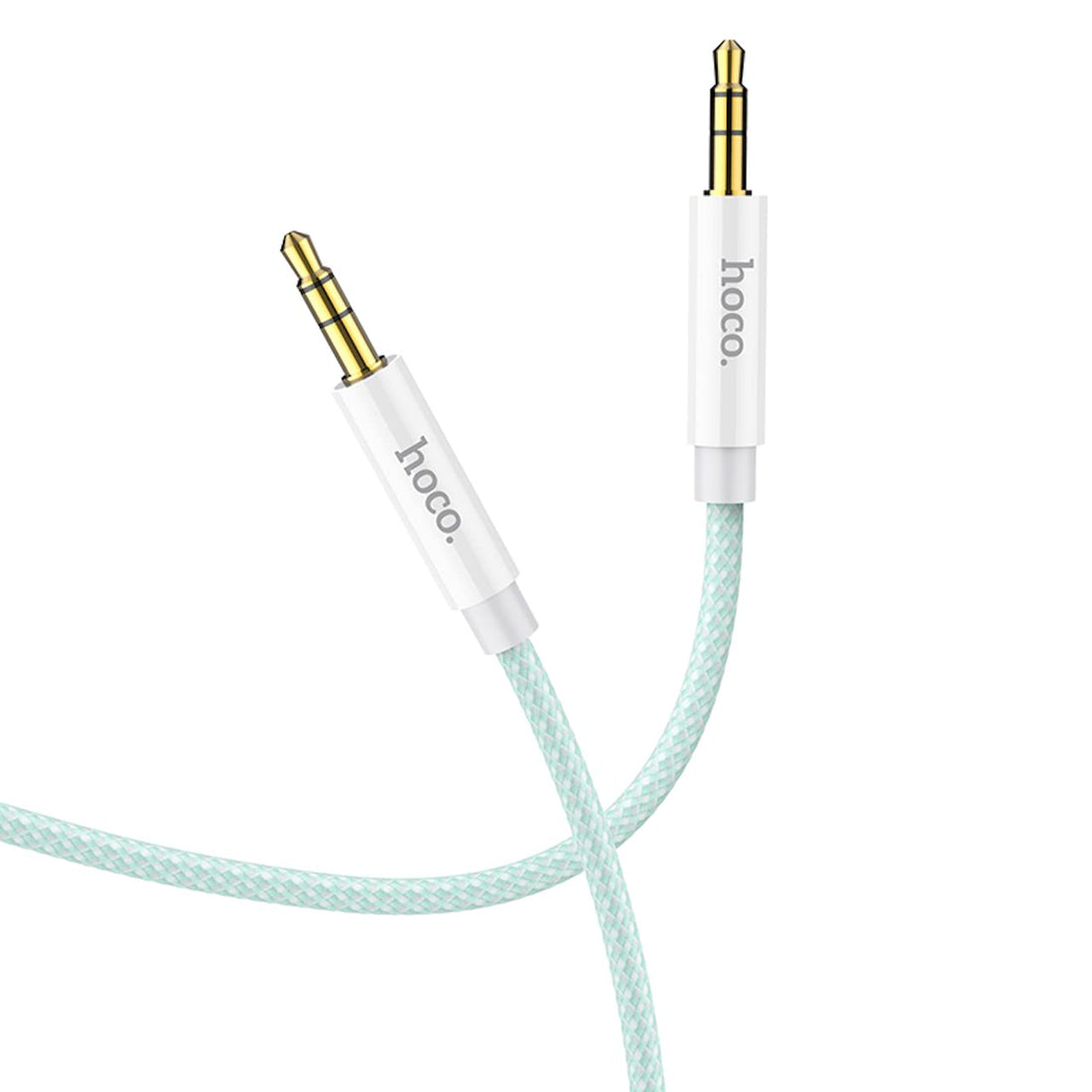 Hoco upa19 - dc 3.5mm to 3.5mm aux audio cable (length = 1m), compatible with mobile, tablet, iphone, samusng, xiaomi, oppo, huawei - green