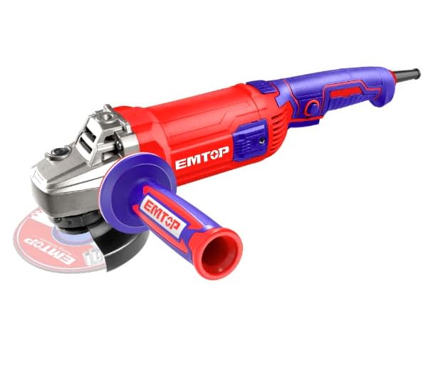 Emtop 1500W Angle Grinder (5" / 125mm) - Red/Blue