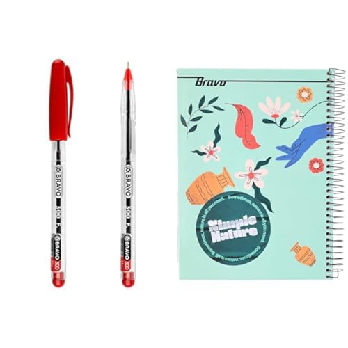 Bravo Stationery Bundle: Ball Pen Red + A4 Hardcover Notebook 145 Sheets