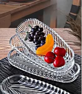 Volora 3 Pieces Oval Clear Glass Serving Plates, Fruit Plates, Appetizers, Snacks