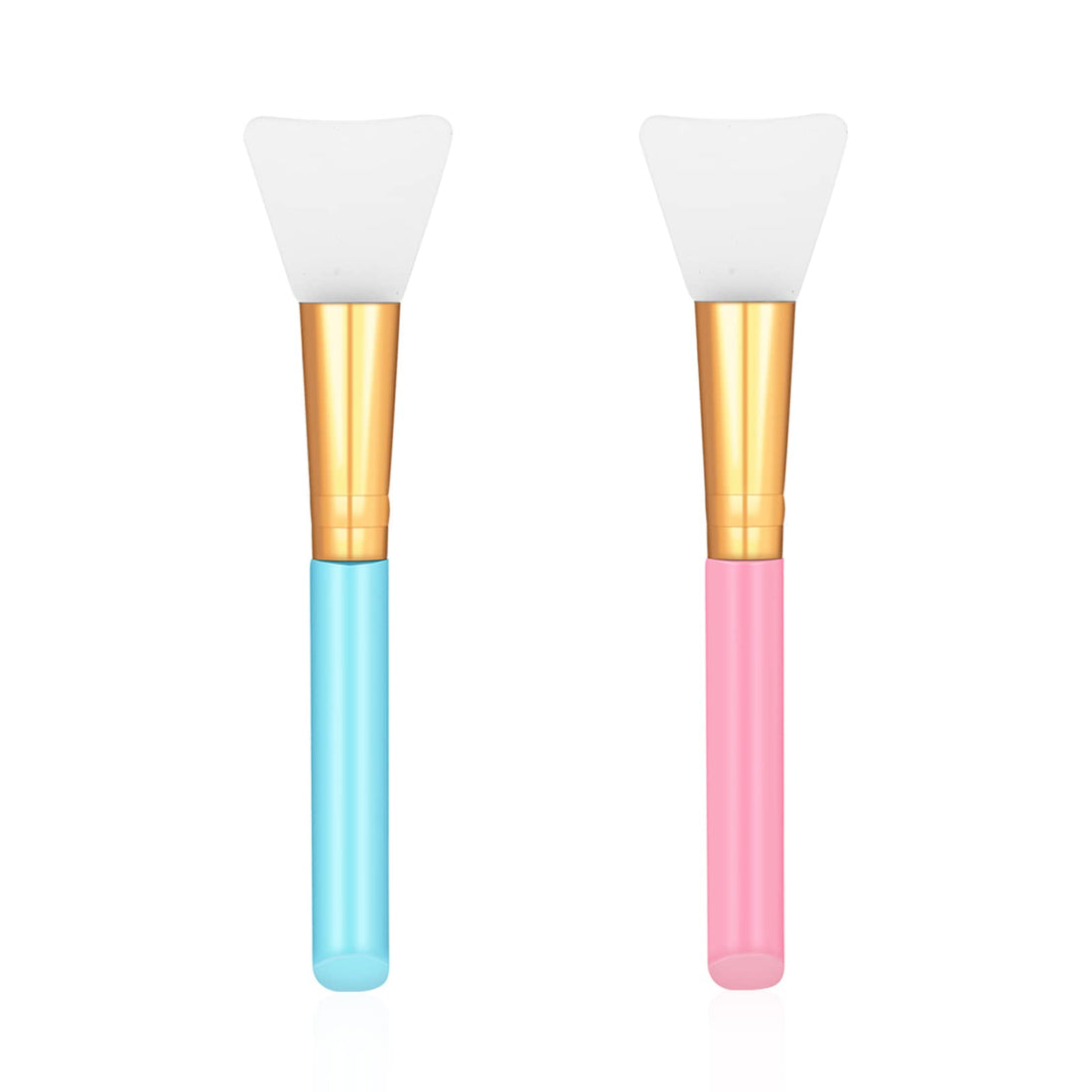 WLLHYF Pack of 2 Silicone Face Mask Brushes, Face Mud Mask, Beauty Tool, Applicator Brush, Body Lotion, Applicator, Sector Brush, Make Up Tools for Women, Girls (Blue and Pink)