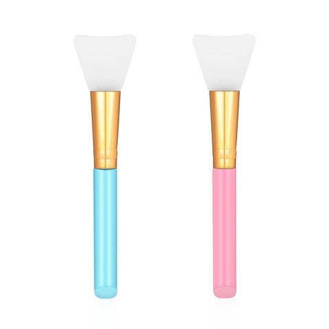 WLLHYF Pack of 2 Silicone Face Mask Brushes, Face Mud Mask, Beauty Tool, Applicator Brush, Body Lotion, Applicator, Sector Brush, Make Up Tools for Women, Girls (Blue and Pink)