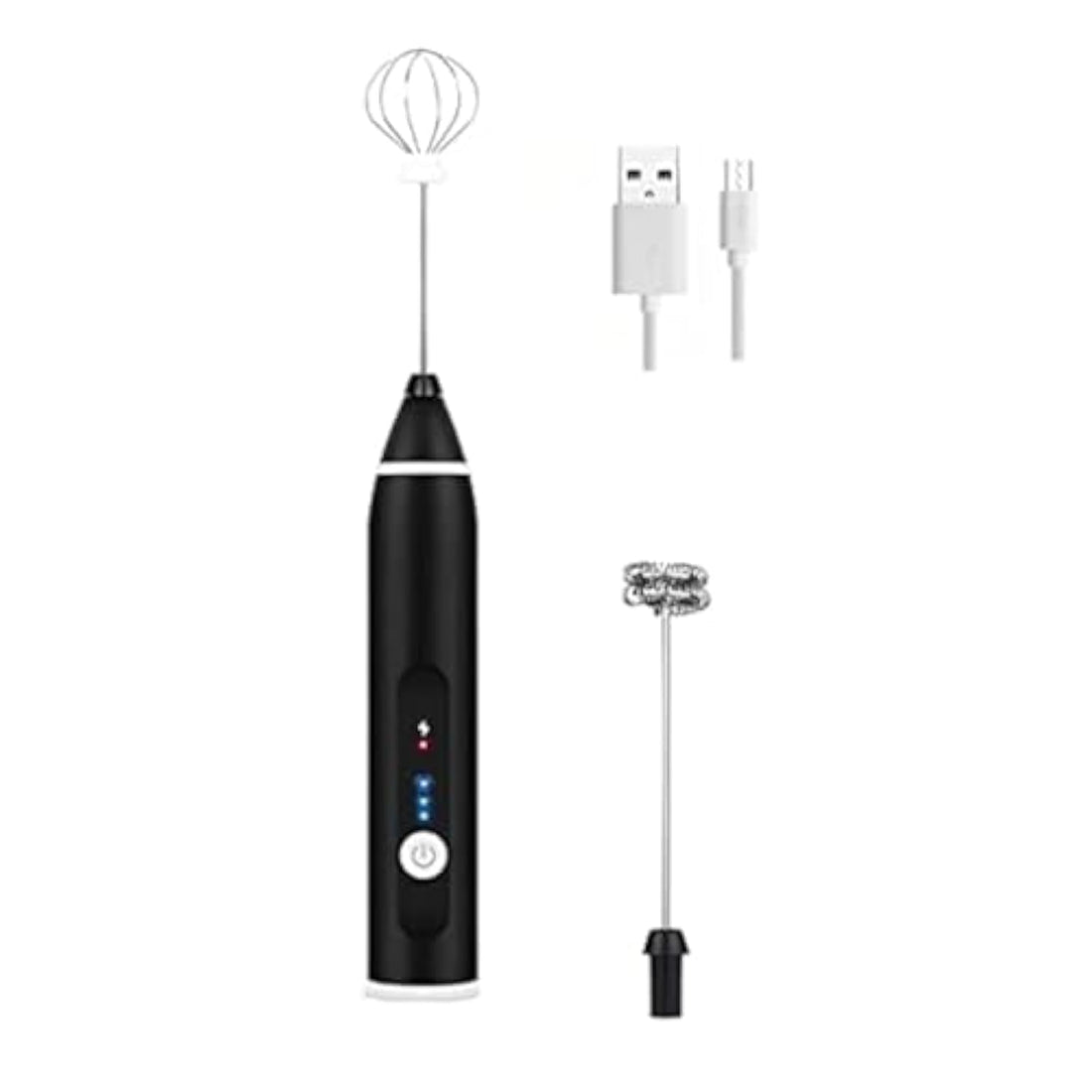 Milk frother handheld, rechargeable electric mixer for coffee drink, foam bread maker, 3 speed adjustable hand held mixer for mini whisk, cappuccino latte hot chocolate (black)