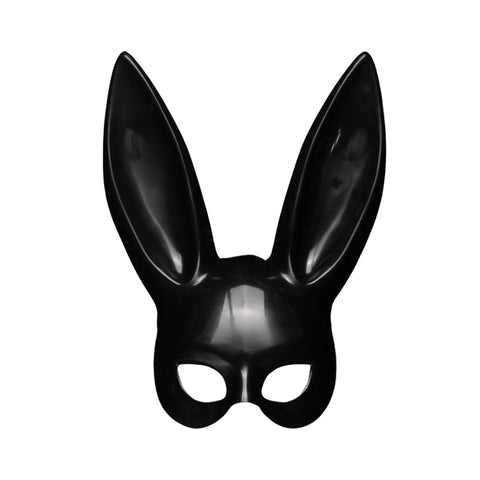 Wonka Kaissar Amer Black Bunny Mask, Plastic Rabbit Ear Half Face Mask, Halloween, Party, Masquerade Costume Accessory, Ergonomic Design, Comfortable Fit for Adults