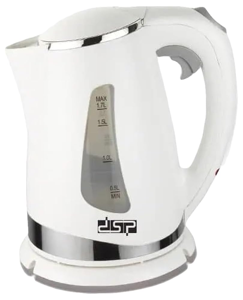 DSP electric kettle, Water Boiler, 1.7L, 2200W Fast Boiling, Auto Shut-Off, Dry Boil Protection, 360° Cordless Rotation, Visible Water Level, Secure Locking Lid, KK1110