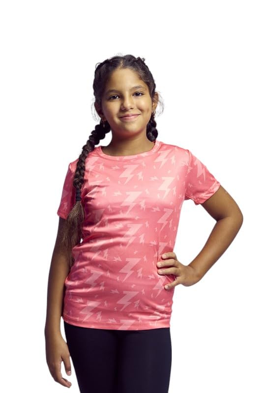 Girls sports T-shirt short sleeve for boys and girls Lightning pink