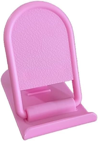 Mini Holder Mobile Phone Desk Stand, Adjustable 4 Level,Business Creative Folding Card Buckle Portable Support Foldable Desktop Cell Phone Stands for iPhone15 14 13 Pro Max Plus iPad Samsung (Pink)
