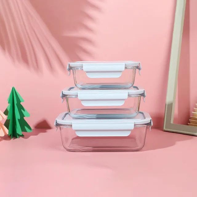 Dollar for Improt Generic Rectangular Glass Casserole Set, 3-Piece, 1040ml, 680ml, 410ml .m
