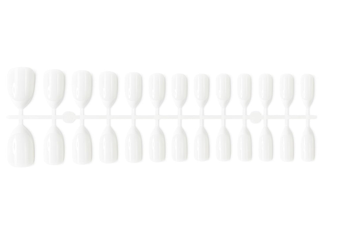 24-Piece Press-On Nails Set – Solid Glossy White False Nails – Medium Length, Natural Curve – Easy Application, Durable ABS Material - 1 Sheet - 24 Nail Pieces