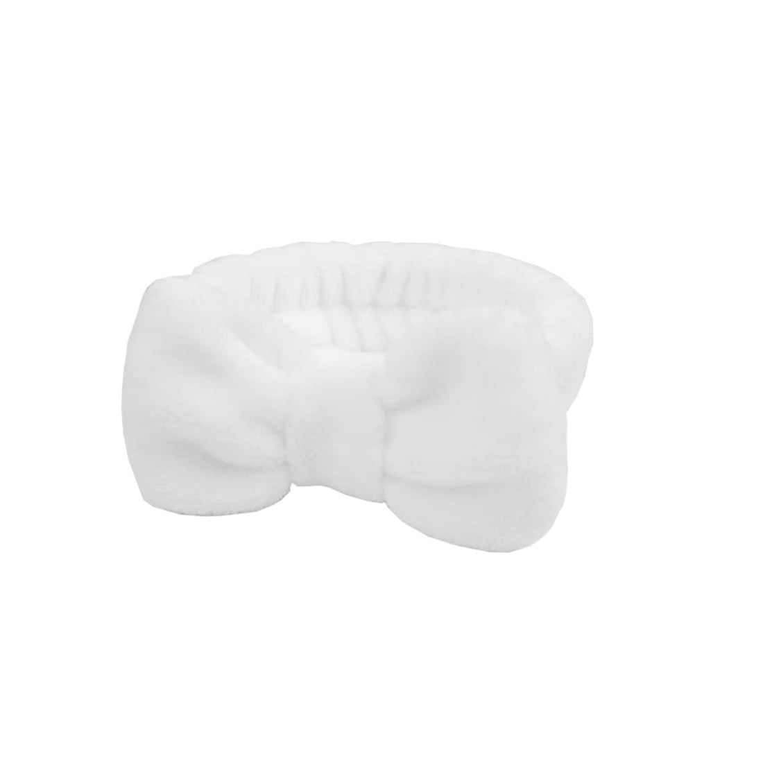 Spa Headband, Microfiber Bow Tie Headband for Face Washing, Skincare, Makeup, Sports, Elastic Hair Band for Women and Girls (White, One Size)