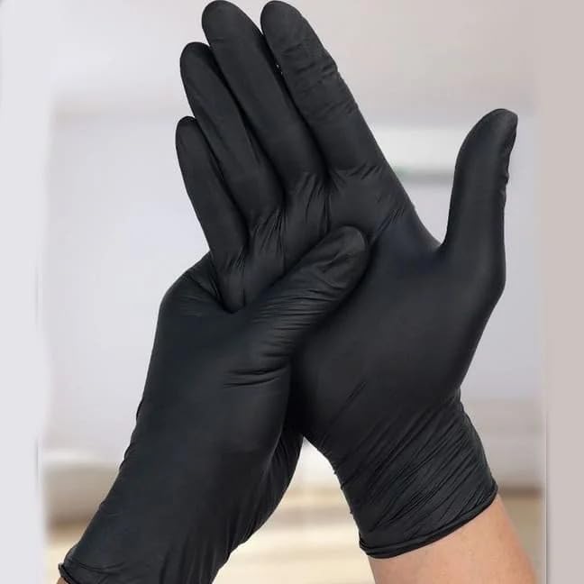 Black Gloves - Nitrile Material - Powder Free - Malaysian Made - Pack of 100 - Size