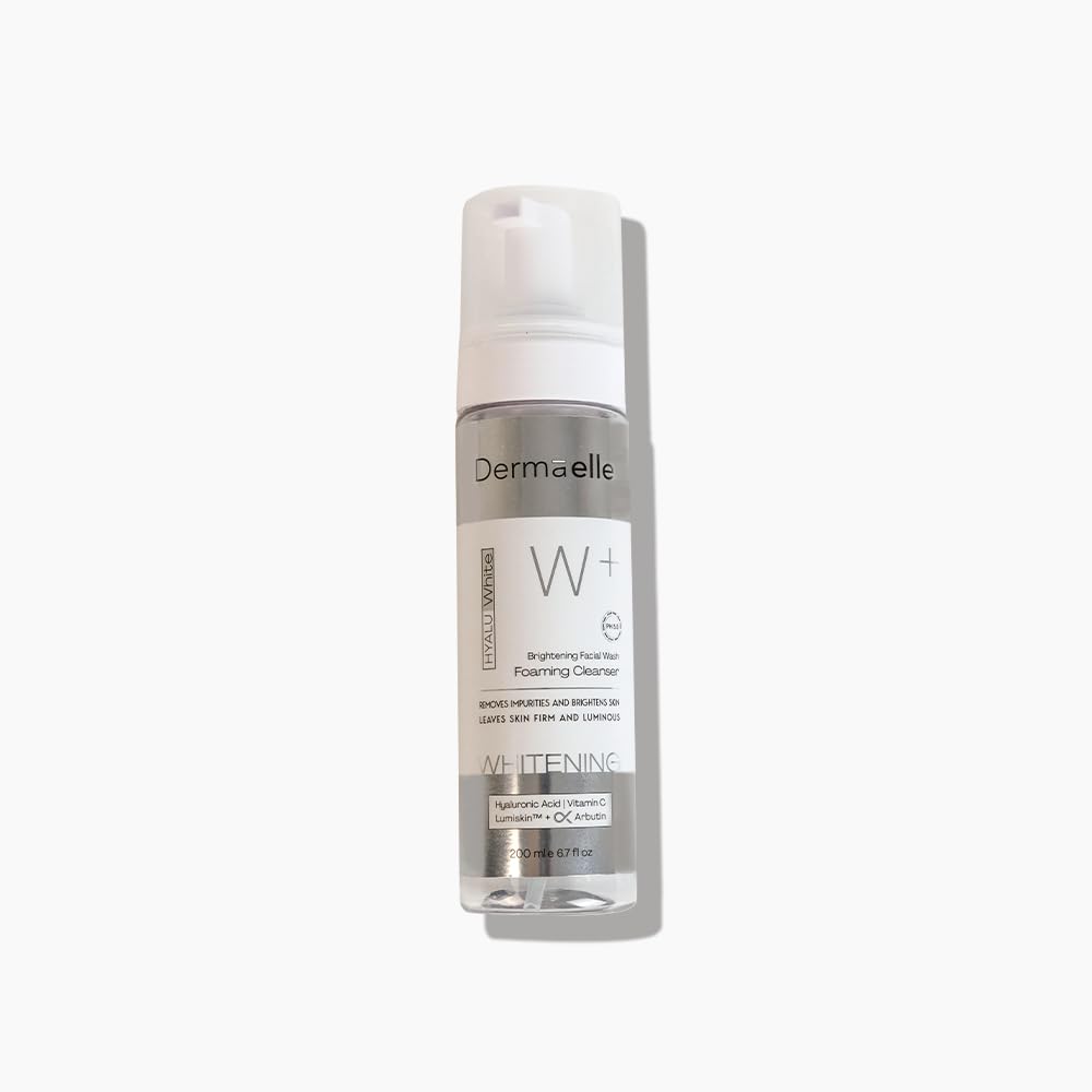 Dermaelle Hyalu White Foaming Cleanser – Brightening Face Wash for Dull & Uneven Skin Tone, Gentle Cleansing & Glow Boost