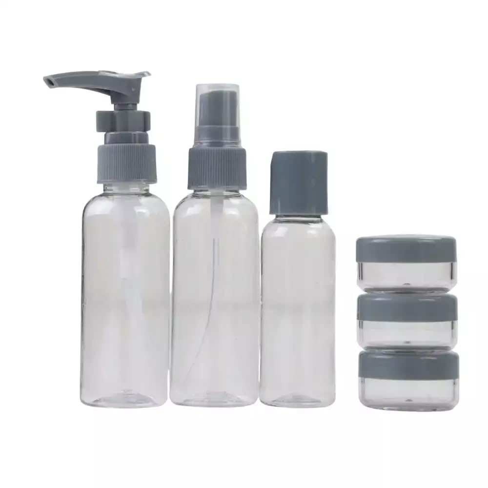 Empty Travel Containers Set, Clear Leak Proof Travel Containers for Shampoo, Lotion, Perfume, Toiletries, Toiletries, Lightweight, Reusable (6, gray)
