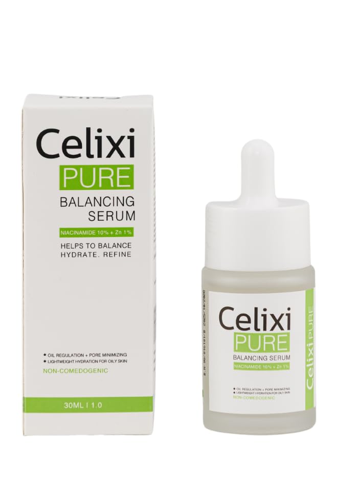 Celixi PURE Balancing Serum with 10% Niacinamide and 1% Zinc PCA, Oil Control, Pore Minimizing, Lightweight Hydration for Oily Skin, Non-Comedogenic, 30ml