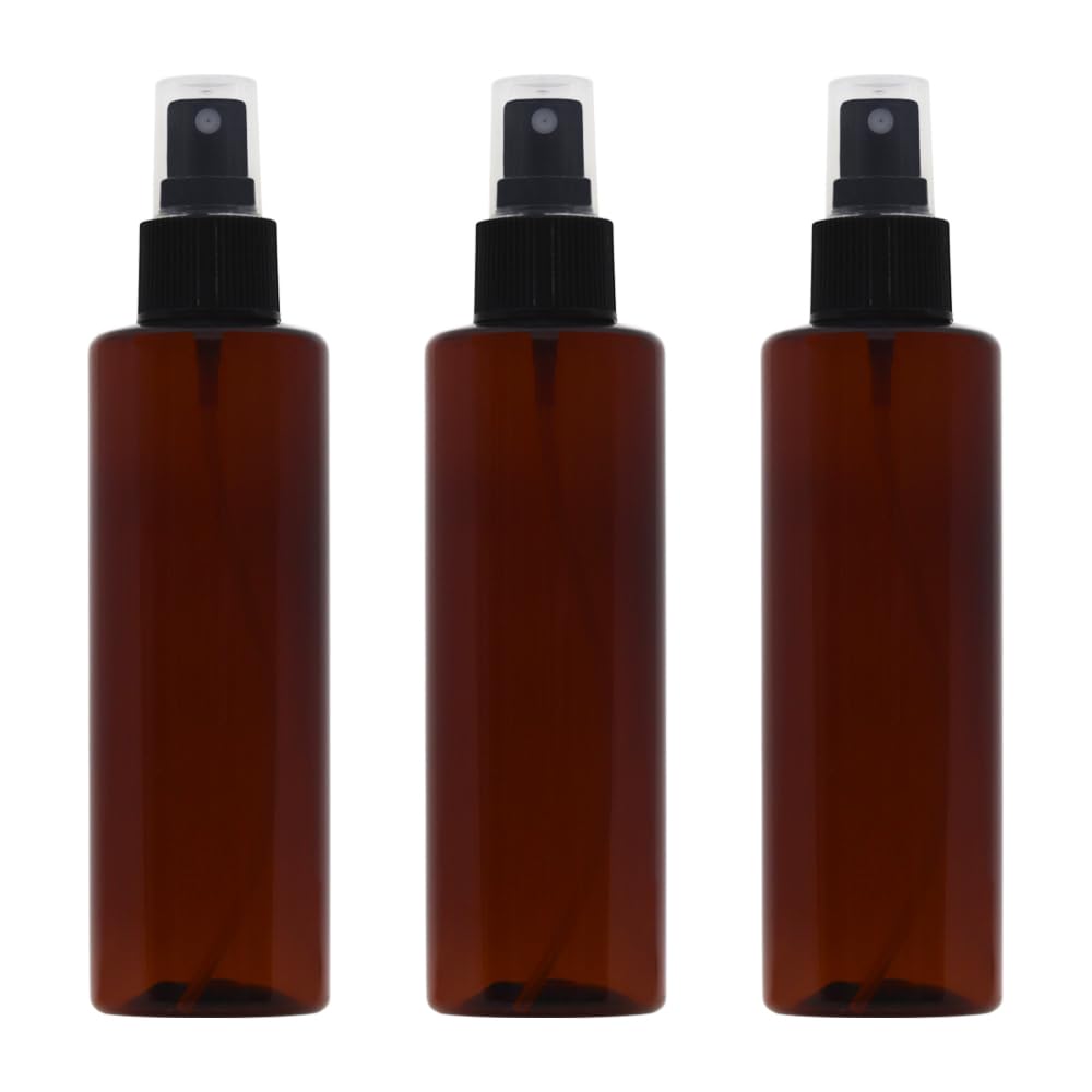 Artistic 3 Pack Plastic Spray Bottles 200ml, Honey Color Medium Mist Bottle Healthy Empty Refillable for Cosmetics Travel Products Refill