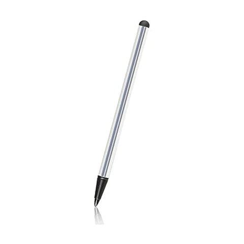 2 in 1 stylus Model Thick rubber tip for all smart tocuh screen and Thin rigid hard tip onl for resistive screens like POS machine One Pen (Silver)