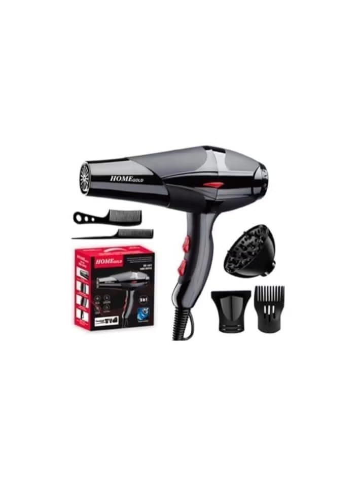 Home Gold 4000W 5-in-1 Hair Dryer with Powerful Drying Performance, Multiple Settings, Ionic Care and Overheat Protection HG-681 Light Blue