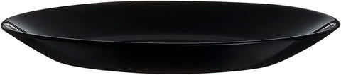 Round Small Glass Dessert Plates Set, 6 Pieces for Dinner for Desserts, Salads and Appetizers, Diameter 18 cm, Dishwasher and Microwave Safe, Black