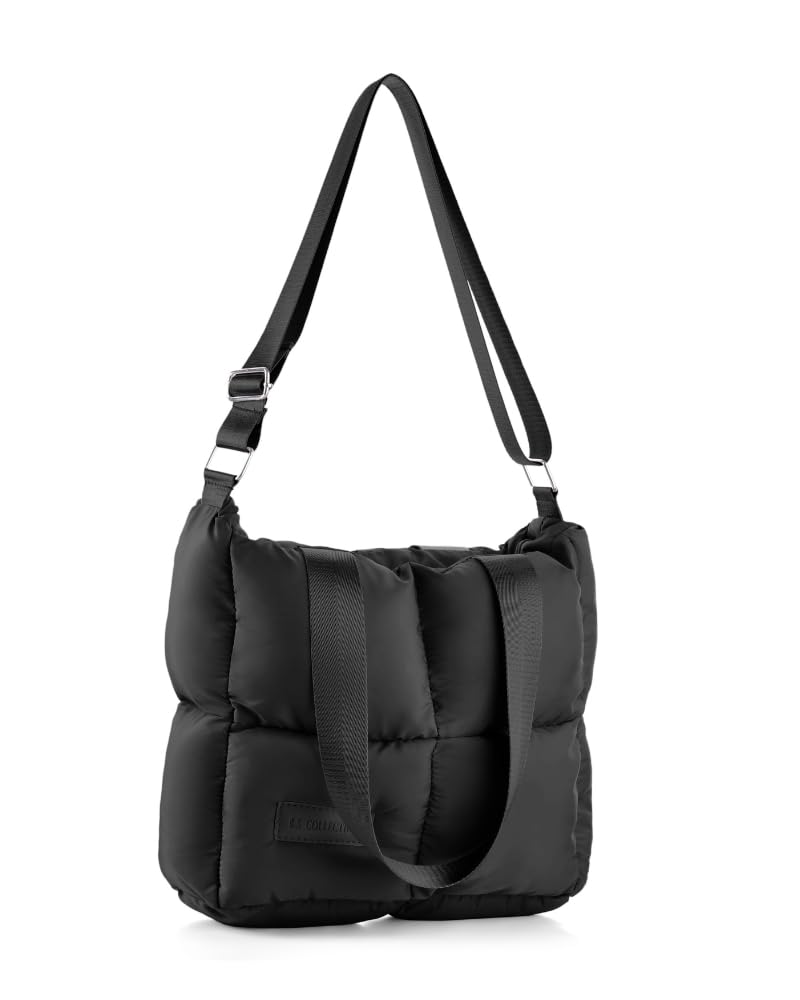 BS Collection Women's Waterproof Soft Quilted Crossbody & Shoulder Bag, Black
