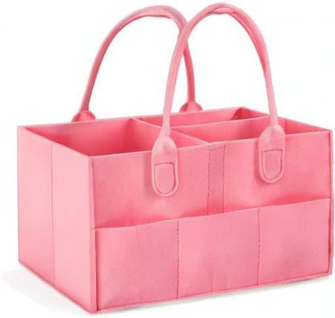 Baby Diaper Organizer with Vegan Leather Handle for Diapers and Baby Wipes, Changing Table Storage Basket, Nursery Storage Basket, Suitable (pink)