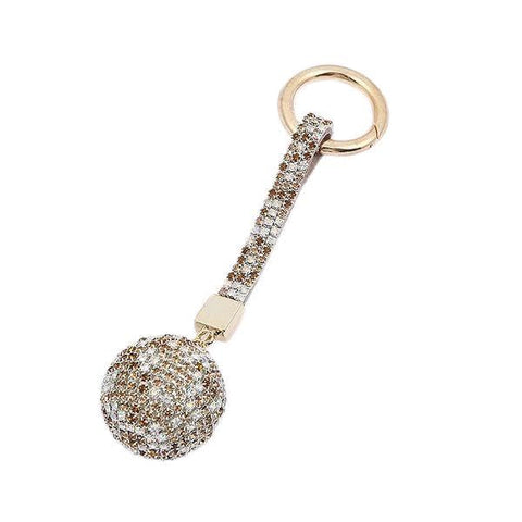 Round Charm Accessory - Fashionable stone-stud keychain ring that combines minimalist design with luxurious detailing, perfect for bags or belts.