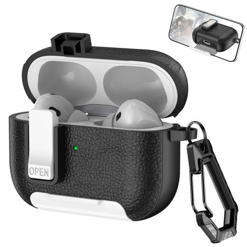 Case Compatible with AirPods Pro 3 /3nd with Lock Design Fashional PU sticker Wireless Charger Cover with Shockproof (White&Black)