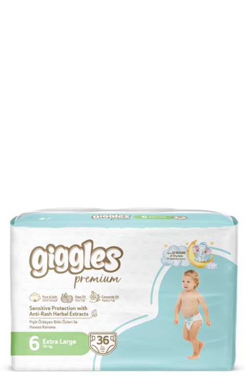 Giggles Baby Diapers 36-Pieces Jumbo Pack, Size 6