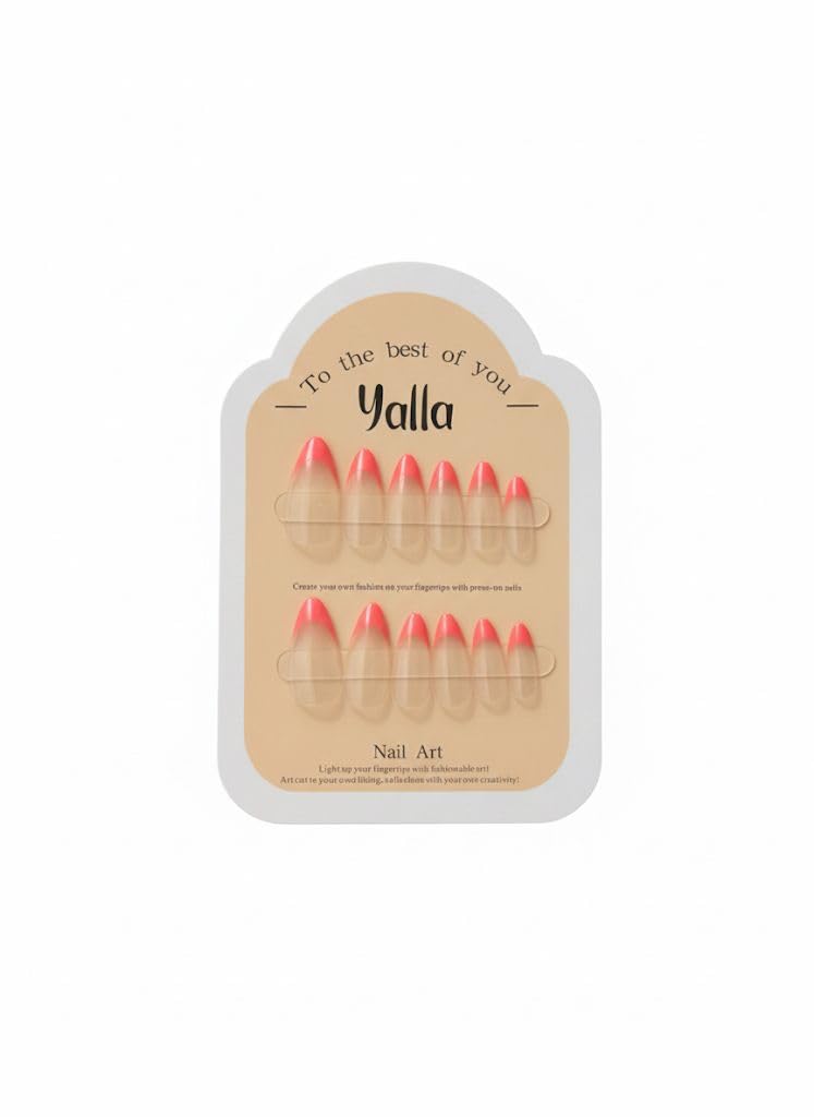 False Nails, French Design, Nail Tips, Nail Art with Double Face Adhesive (Orange)