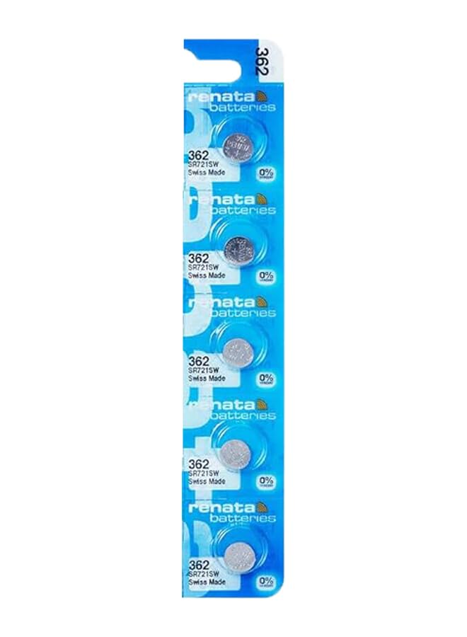 Renata Wrist Watch Battery - Swiss made, button cell 1.55V, Renata long life battery, 5 pieces 362-2, SR721SW