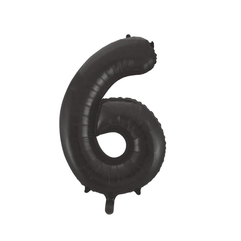 Wonka Generic Foil large balloon with number six design for party and birthday 32 inch - black