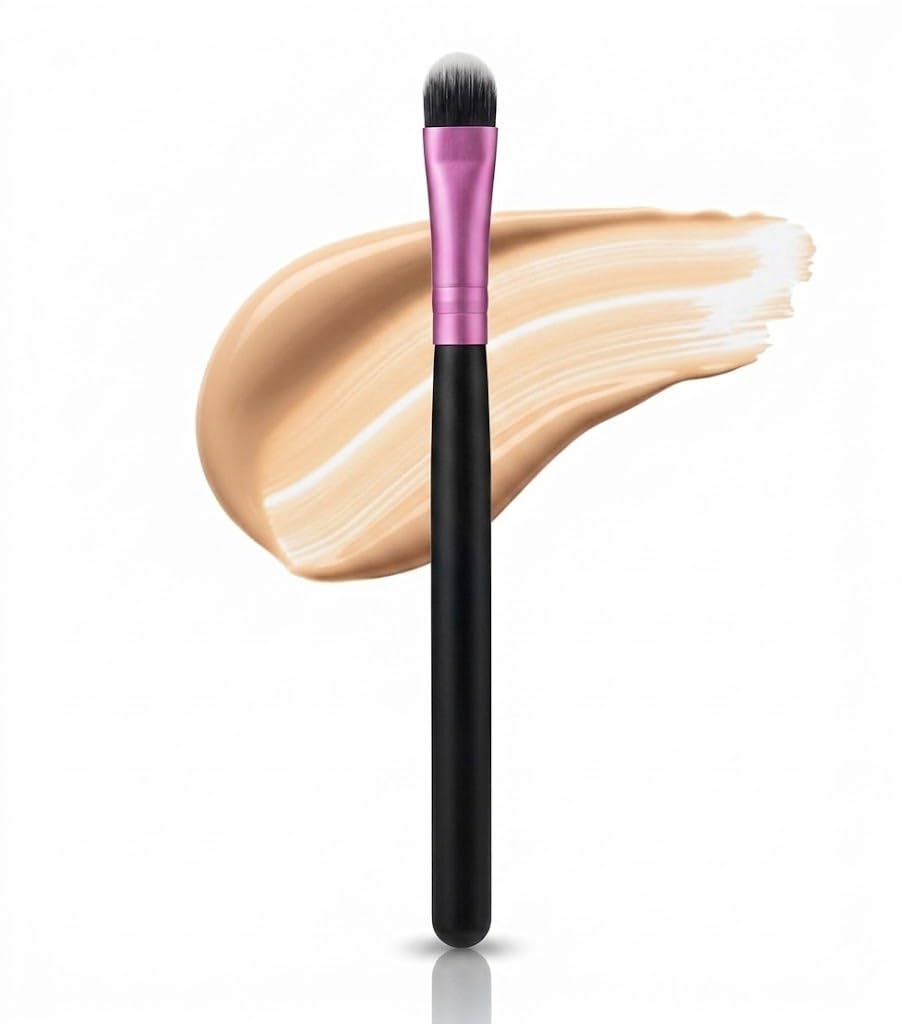 PROFESSIONAL BROW & EYELINER, Concealer - SYNTHETIC HAIR FACE BRUSH FOR FLAWLESS MAKEUP APPLICATION-1PC- HANDLE- purple BLACK