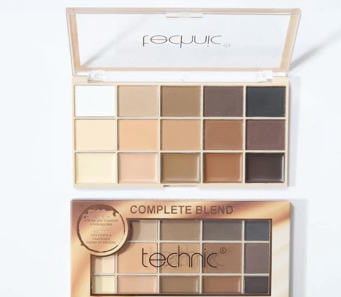 Eyeshadow Palette, 15 Colors, Nude and Brown with Brush