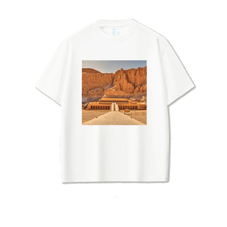 White cotton t-shirt Ancient Egypt Temple Historical Monument Print,Pyramids,size (3-6Y)