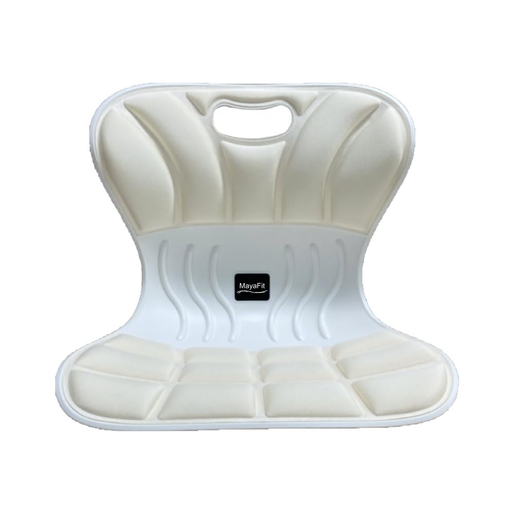 Ergonomic Lumbar Support Cushion, Cream, 460mm x 440mm x 340mm, Large, for Office Chairs & Car Seats, Posture Correction, Pregnancy Comfort,110-300 lbs Capacity