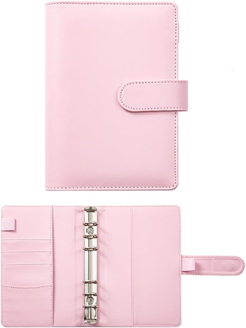 fashion mania Ring Binder A5 PU Leather Notebook Cover Planner Refillable Cover for A5 Filler Paper (Inner Paper Not Included)