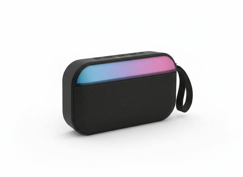 سبيكر بلوتوث لاسلكي محمول مع إضاءة RGB ملونة - صوت قوي 5 واط - بطارية 1200 ملي أمبير - يدعم راديو FM وUSB وتقنية TWS للاقتران - مثالي للمنزل والرحلات الخارجية - موديل S19 (اسود)