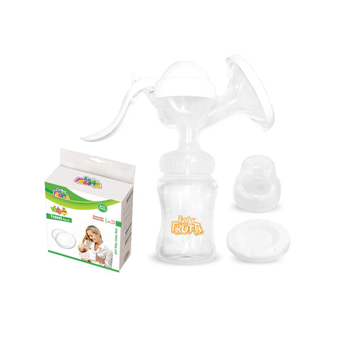 La frutta New Wide Neck Manual Breast Milk Pump + 6 Pcs Breast Pads - white