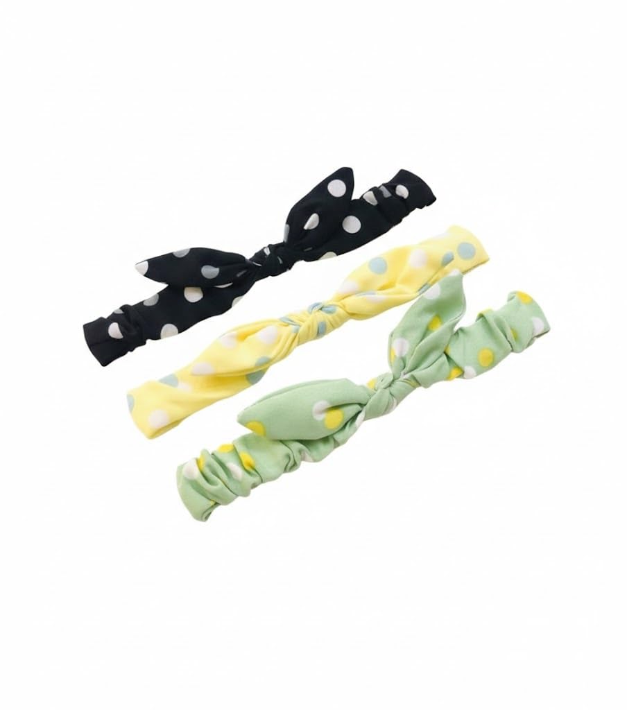 Fabric Headband, 3 Pieces (Black/Yellow/Green)